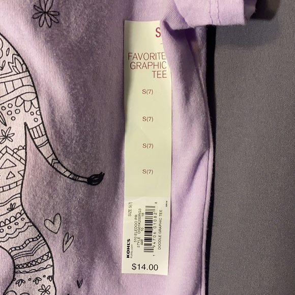 Light Purple Elephant Doodle Tee - Picture 2 of 3
